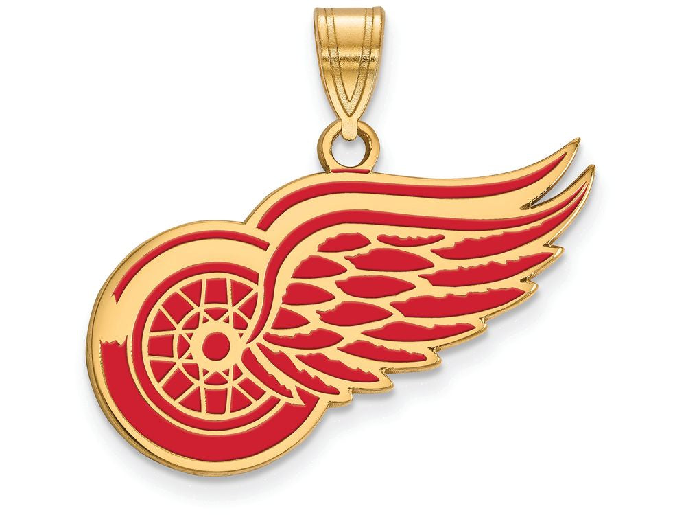 Sterling Silver Gp Nhl Logoart Detroit Red Wings Large Enamel Pendant