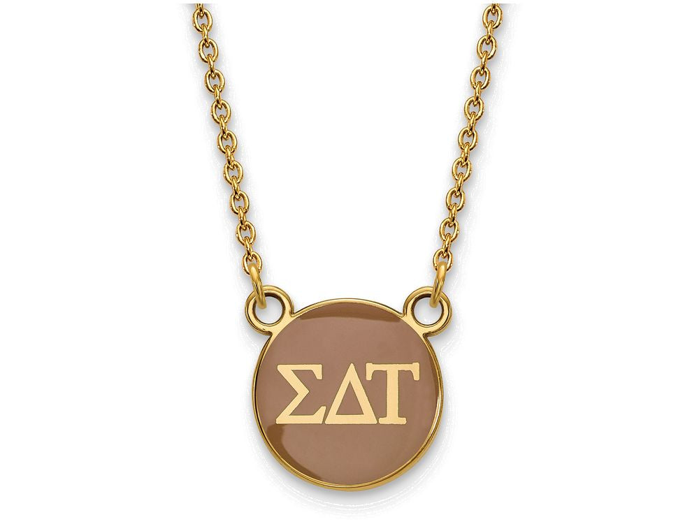 Logoart Sterling Silver Gp Sigma Delta Tau Small Enamel Pendant Necklace
