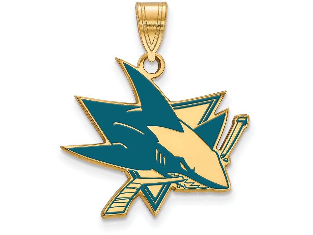 Sterling Silver Gp Nhl Logoart San Jose Sharks Large Enamel Pendant