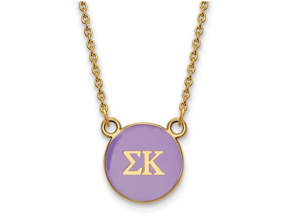 Logoart Sterling Silver Gp Sigma Kappa Small Enamel Pendant Necklace