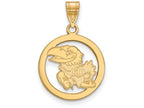 Logoart Sterling Silver Gp University Of Kansas Small Pendant In Circle