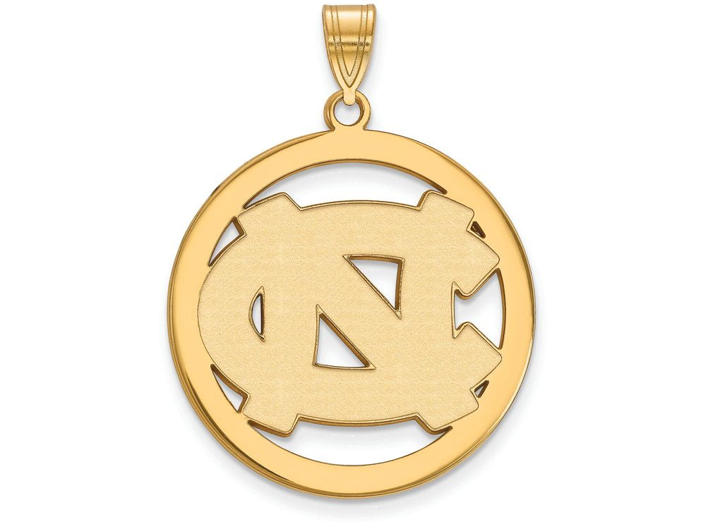 Logoart Sterling Silver Gp University Of North Carolina Extra Large  Pendant In Cir