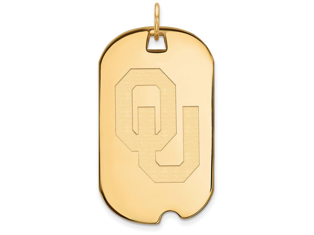 Logoart Sterling Silver Gp University Of Oklahoma Large Dog Tag Pendant Necklace