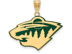Sterling Silver Gp Nhl Logoart Minnesota Wild Large Enamel Pendant