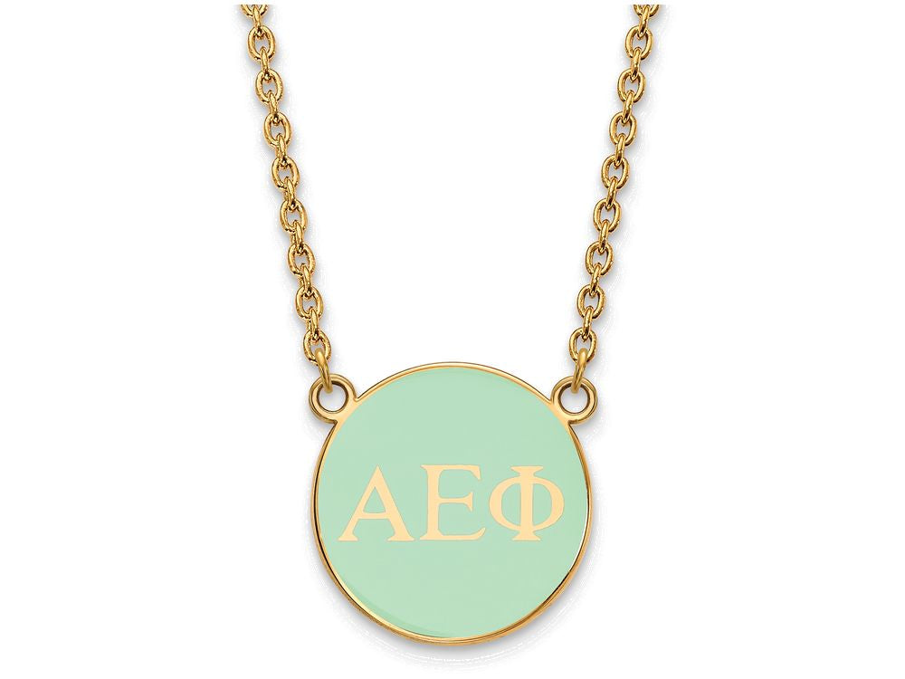 Logoart Sterling Silver Gp Alpha Epsilon Phi Small Enamel Pendant Necklace