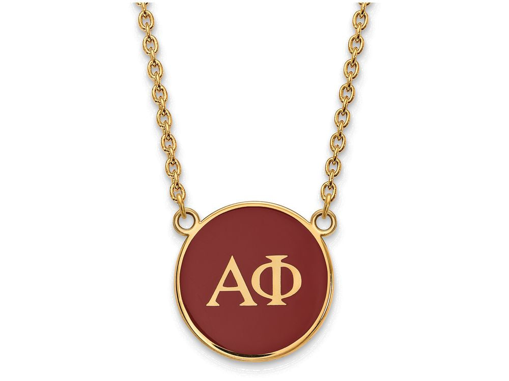 Logoart Sterling Silver Gp Alpha Phi Large Enamel Pendant Necklace
