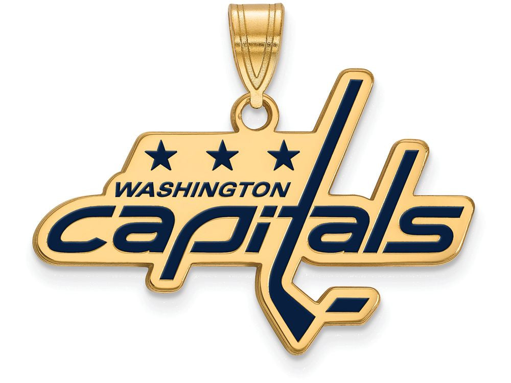 Sterling Silver Gp Nhl Logoart Washington Capitals Large Enamel Pendant
