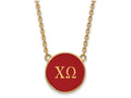 Logoart Sterling Silver Gp Chi Omega Large Enamel Pendant Necklace