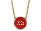 Logoart Sterling Silver Gp Chi Omega Large Enamel Pendant Necklace