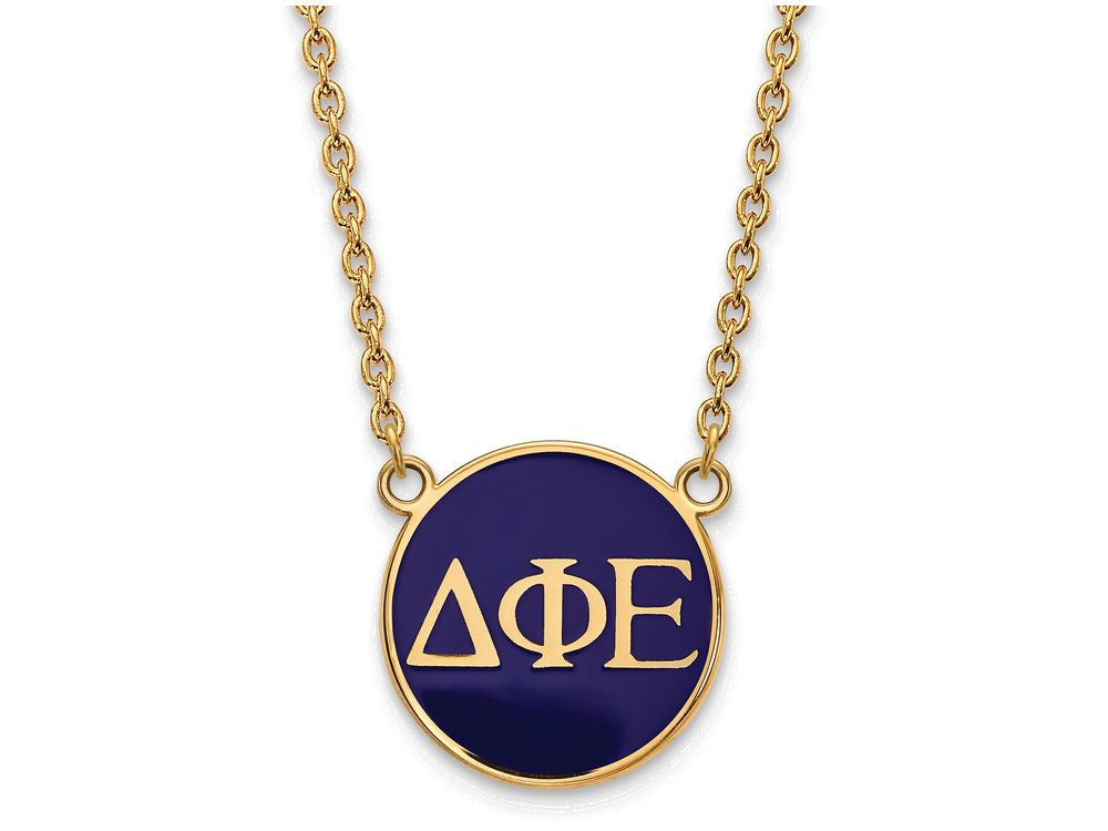 Logoart Sterling Silver Gp Delta Phi Epsilon Large Enamel Pendant Necklace
