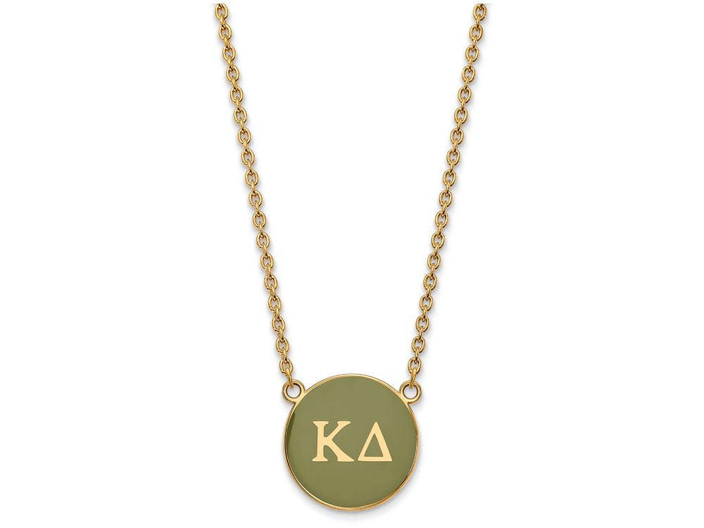 Logoart Sterling Silver Gp Kappa Delta Large Enamel Pendant Necklace
