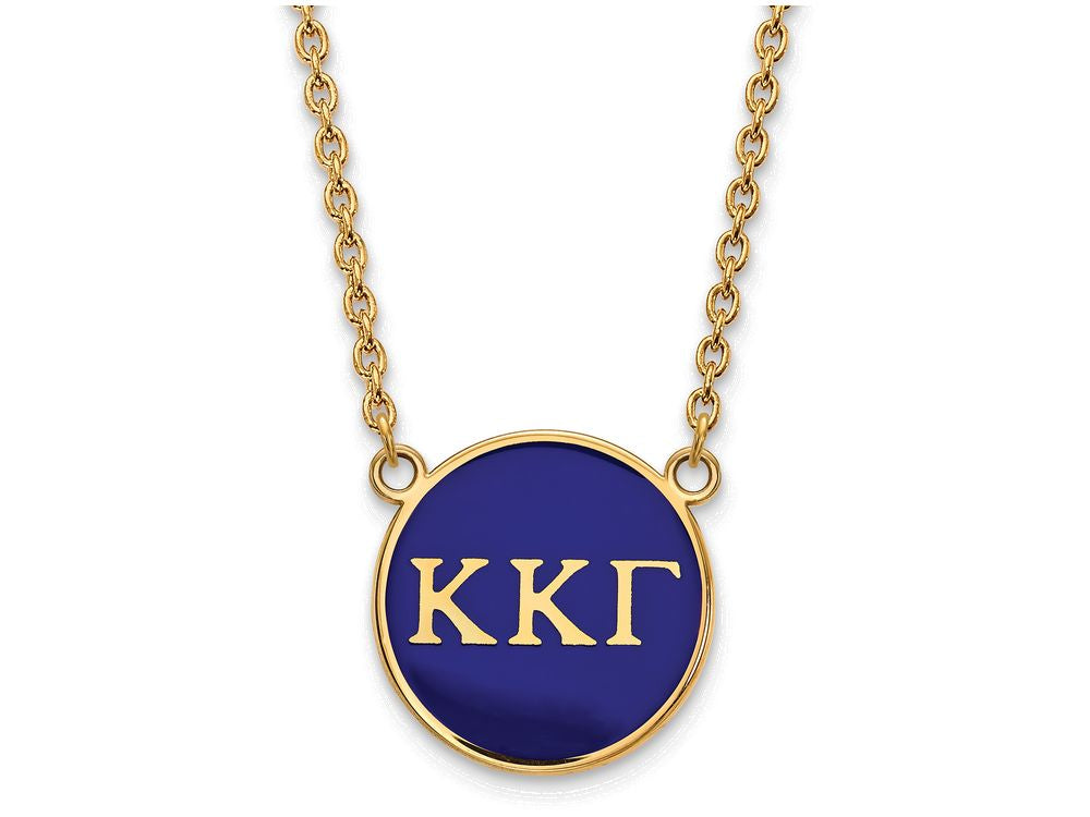 Logoart Sterling Silver Gp Kappa Kappa Gamma Large Enamel Pendant Necklace