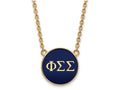 Logoart Sterling Silver Gp Phi Sigma Sigma Large Enamel Pendant Necklace