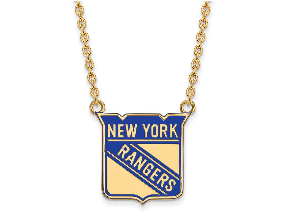 Sterling Silver Gp Nhl Logoart New York Rangers Large  Enamel Pendant Necklace