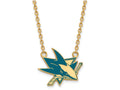 Sterling Silver Gp Nhl Logoart San Jose Sharks Large  Enamel Pendant Necklace