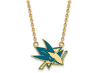 Sterling Silver Gp Nhl Logoart San Jose Sharks Large  Enamel Pendant Necklace