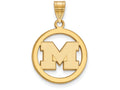 Logoart Sterling Silver Gp Michigan (univ Of) Med Pendant In Circle