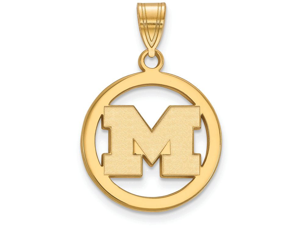 Logoart Sterling Silver Gp Michigan (univ Of) Med Pendant In Circle