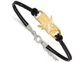 Logoart Sterling Silver Gp San Jose Sharks Leather Bracelet Small Center