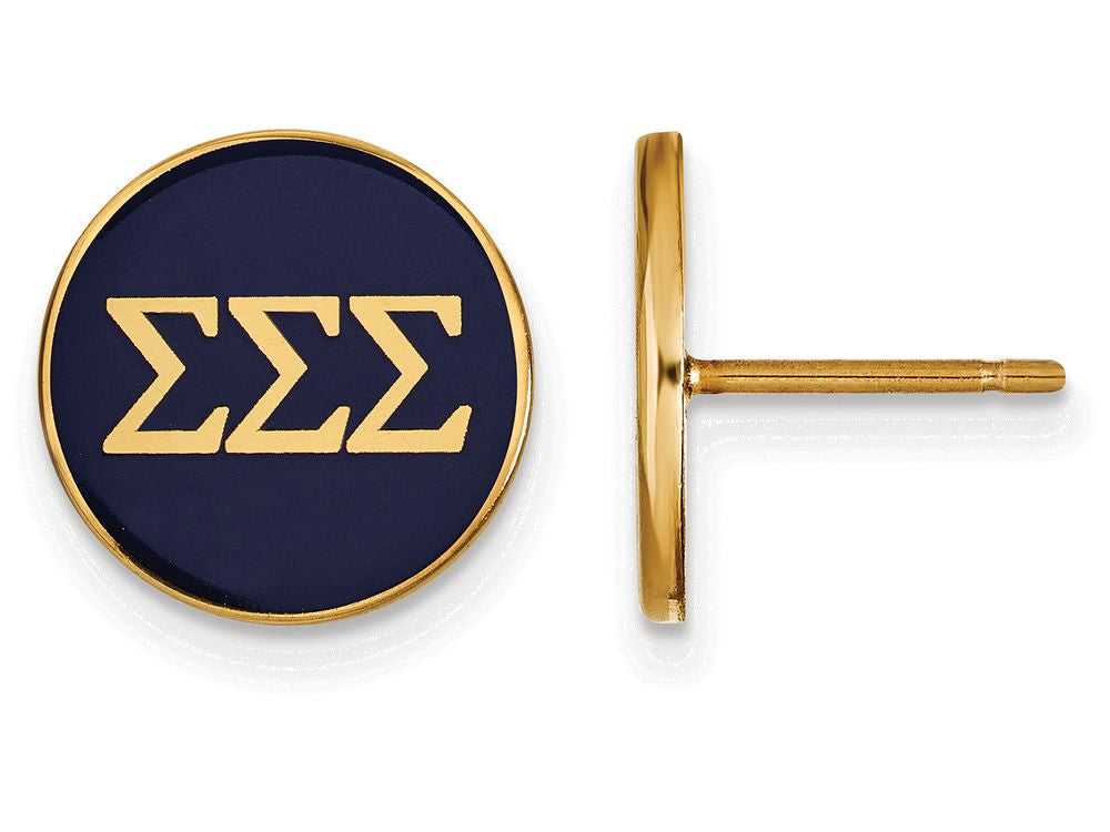 Logoart Sterling Silver Gp Sigma Sigma Sigma Enameled Post Earrings
