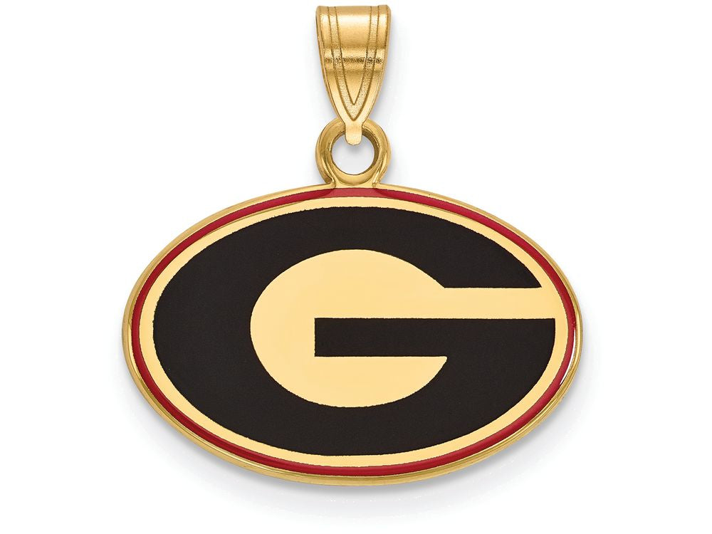 Logoart Sterling Silver Gp University Of Georgia Small Enamel Pendant