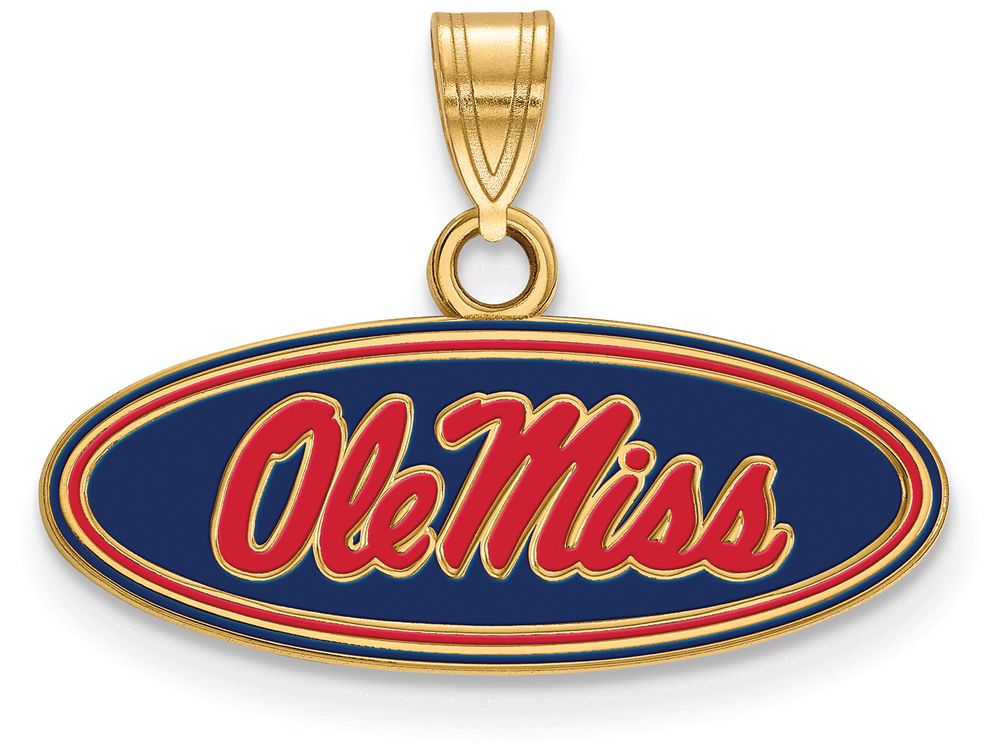 Logoart Sterling Silver Gp University Of Mississippi Small Enamel Pendant