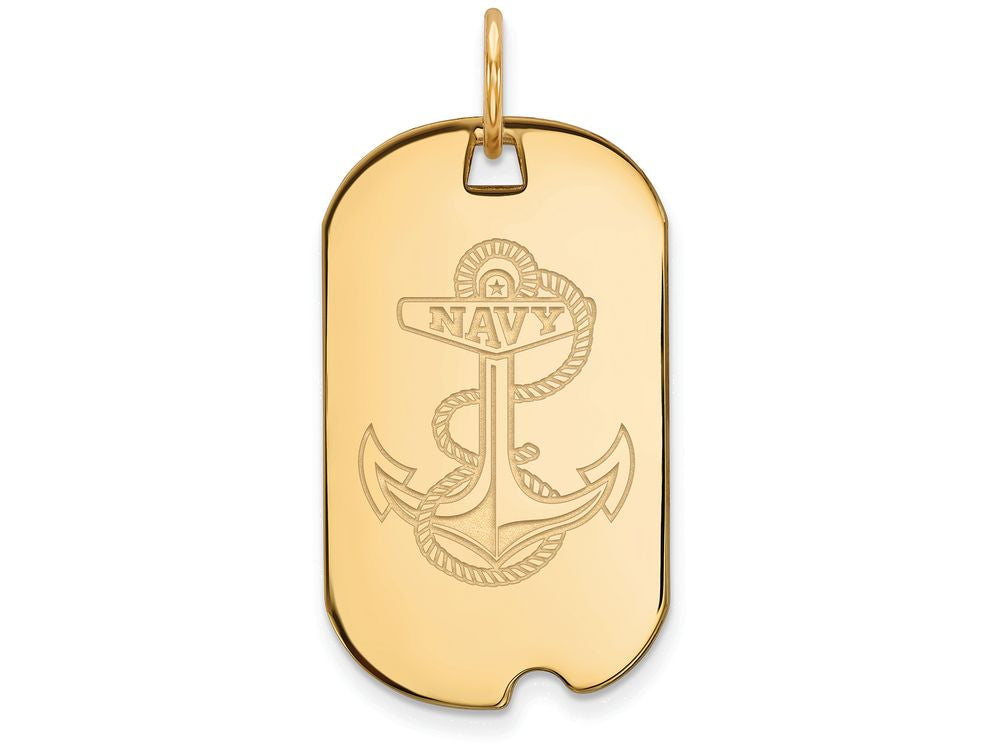 Logoart Sterling Silver Gp Navy Small Dog Tag Pendant Necklace