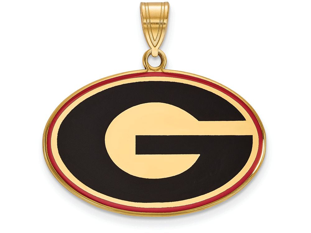 Logoart Sterling Silver Gp University Of Georgia Large Enamel Pendant