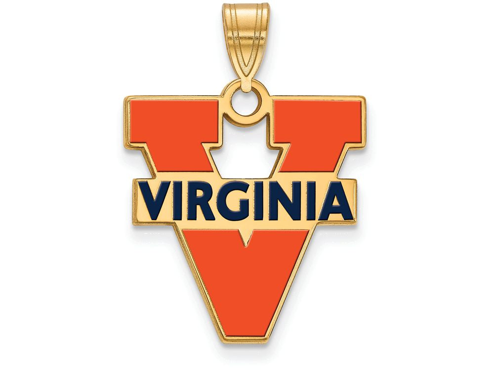Logoart Sterling Silver Gp University Of Virginia Large Enamel Pendant