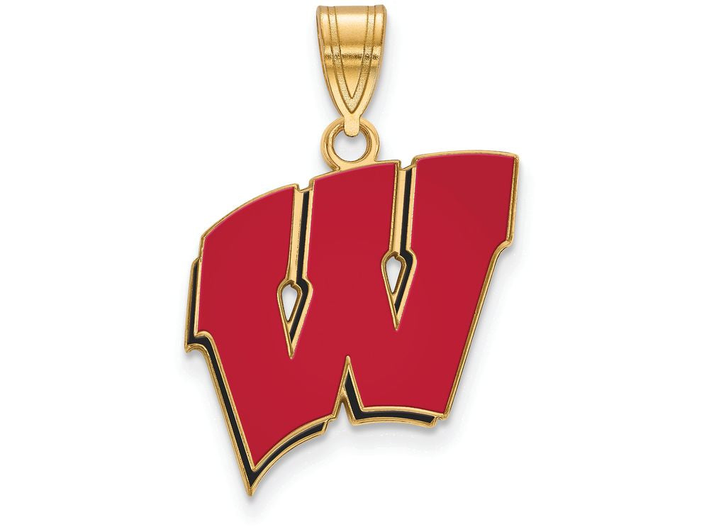 Logoart Sterling Silver Gp University Of Wisconsin Large Enamel Pendant