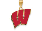Logoart Sterling Silver Gp University Of Wisconsin Large Enamel Pendant