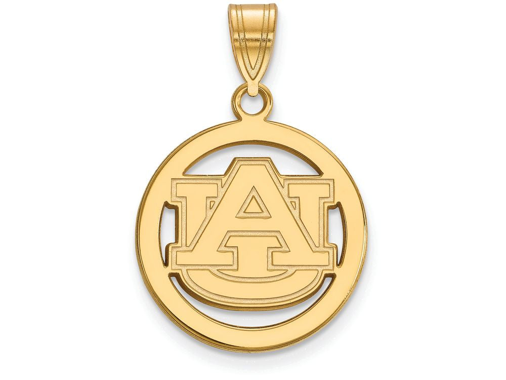 Logoart Sterling Silver Gp Auburn University Medium Pendant In Circle