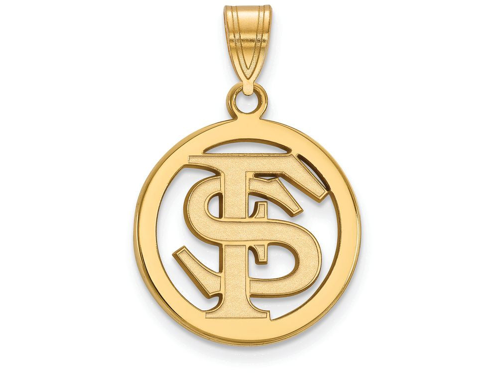 Logoart Sterling Silver Gp Florida State University Medium Pendant In Cir