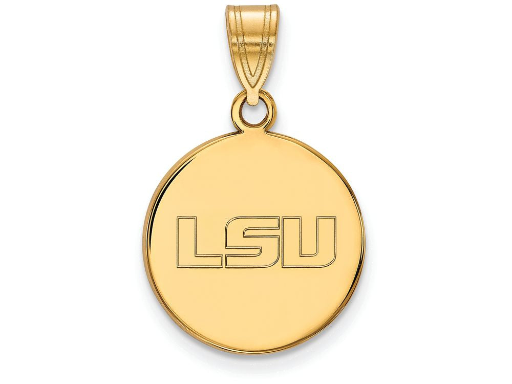 Logoart Sterling Silver Gp Louisiana State University Medium Disc Pendant