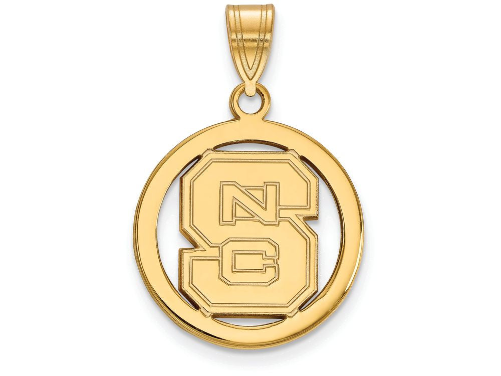 Logoart Sterling Silver Gp North Carolina State U Small Pendant In Circle