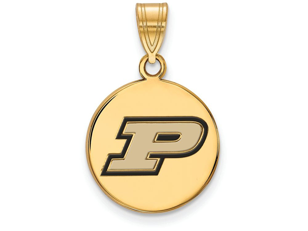 Logoart Sterling Silver Gp Purdue Medium Enamel Disc Pendant