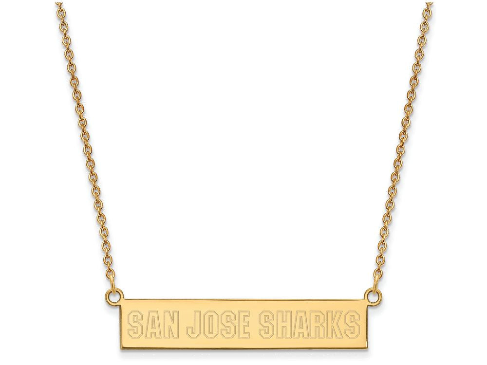 Logoart Sterling Silver Gp San Jose Sharks Small Bar Necklace