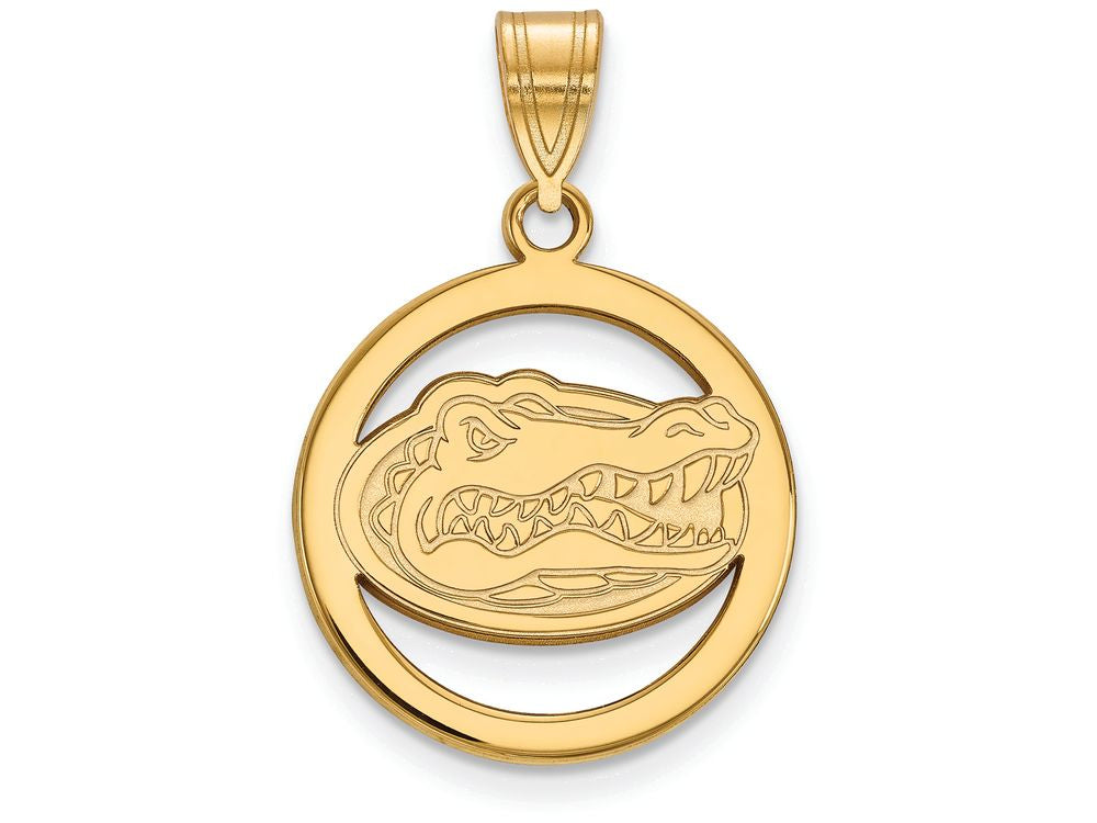 Logoart Sterling Silver Gp University Of Florida Med Pendant In Circle