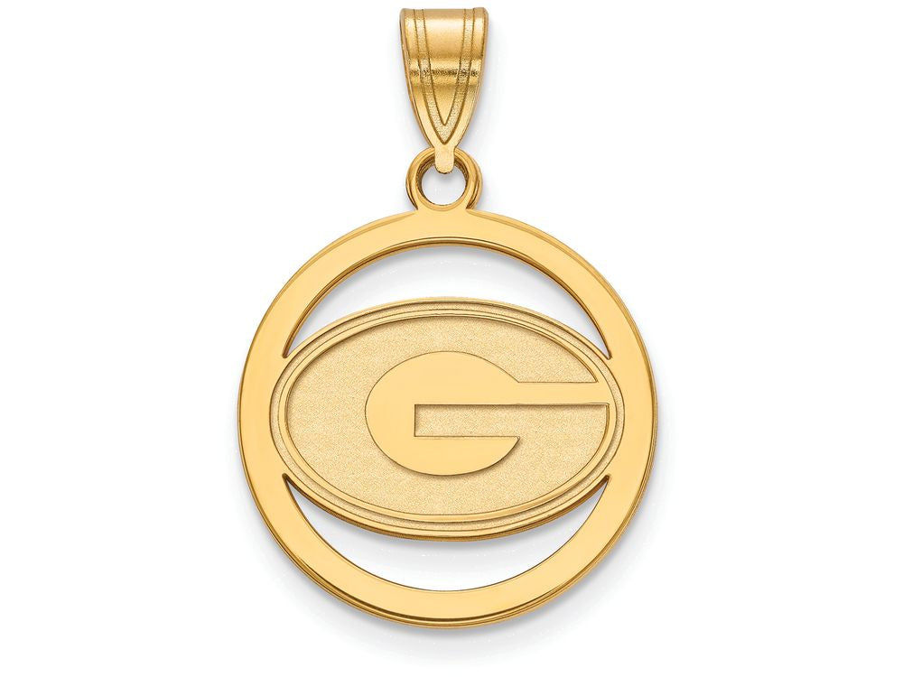 Logoart Sterling Silver Gp University Of Georgia Small Pendant In Circle