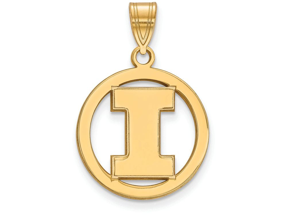 Logoart Sterling Silver Gp University Of Illinois Med Pendant In Circle
