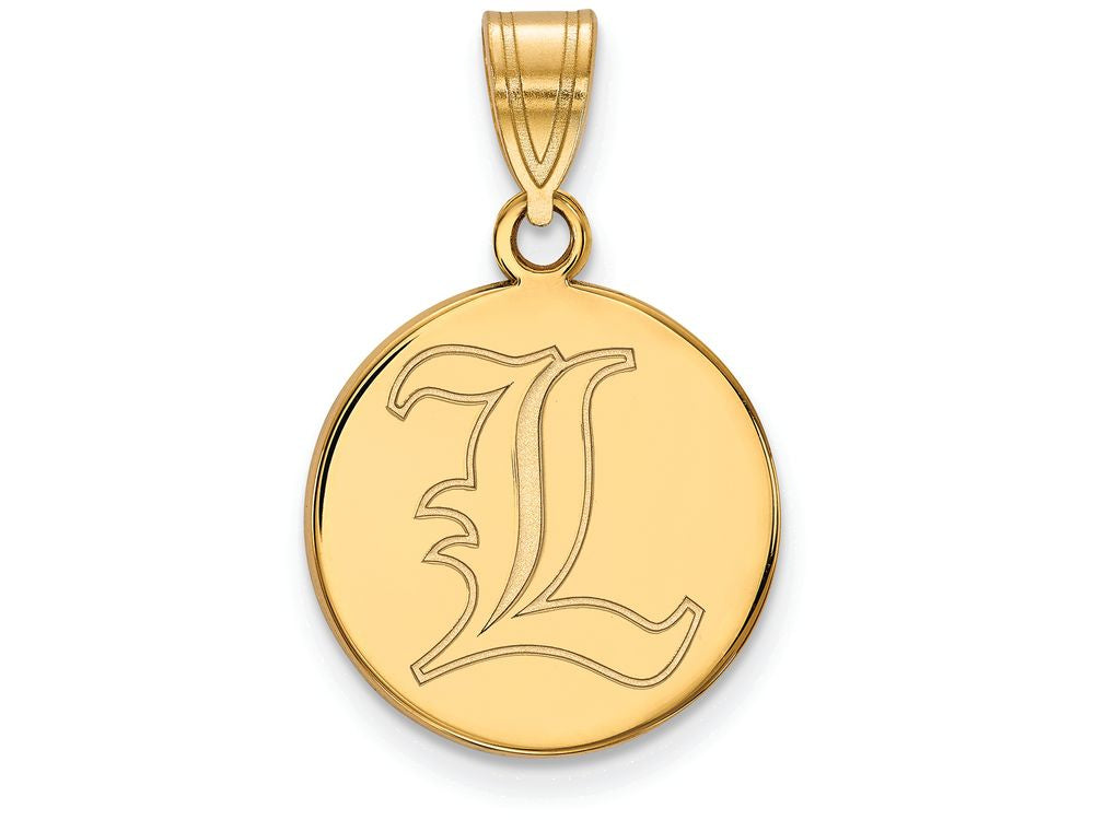 Logoart Sterling Silver Gp University Of Louisville Medium Disc Pendant