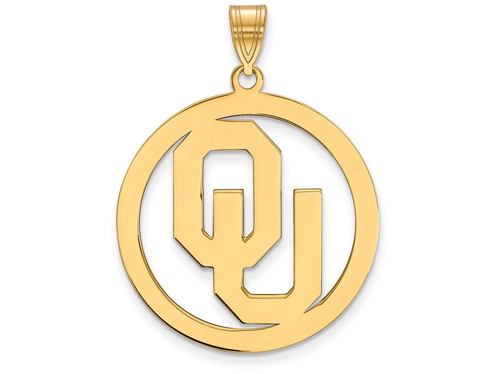 Logoart Sterling Silver Gp University Of Oklahoma Extra Large  Pendant In Circle