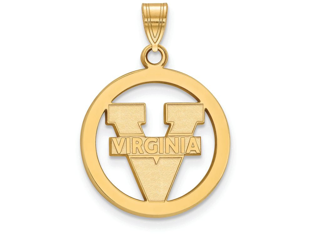 Logoart Sterling Silver Gp University Of Virginia Small Pendant In Circle