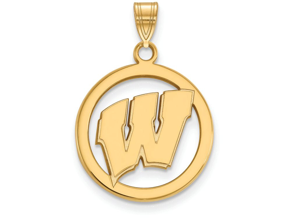 Logoart Sterling Silver Gp University Of Wisconsin Med Pendant In Circle