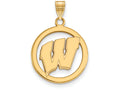 Logoart Sterling Silver Gp University Of Wisconsin Med Pendant In Circle
