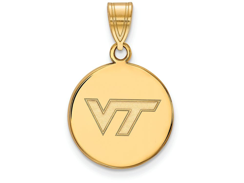 Logoart Sterling Silver Gp Virginia Tech Medium Disc Pendant