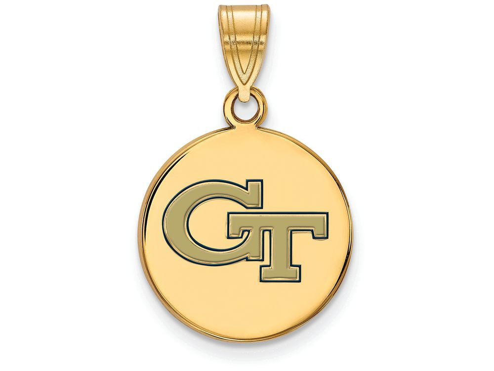 Logoart Sterling Silver Gp Georgia Institute Of Tech Med Enamel Disc Pendant