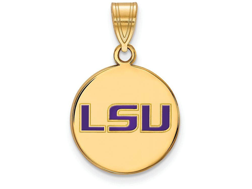 Logoart Sterling Silver Gp Louisiana State U Medium Enamel Disc Pendant