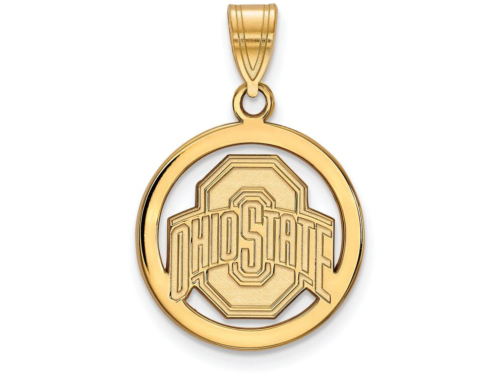 Logoart Sterling Silver Gp Ohio State University Med Pendant In Circle