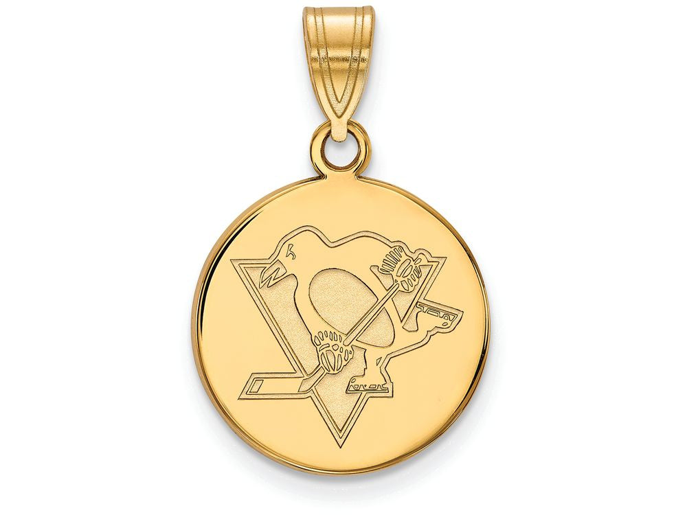 Sterling Silver Gp Nhl Logoart Pittsburgh Penguins Medium Disc Pendant